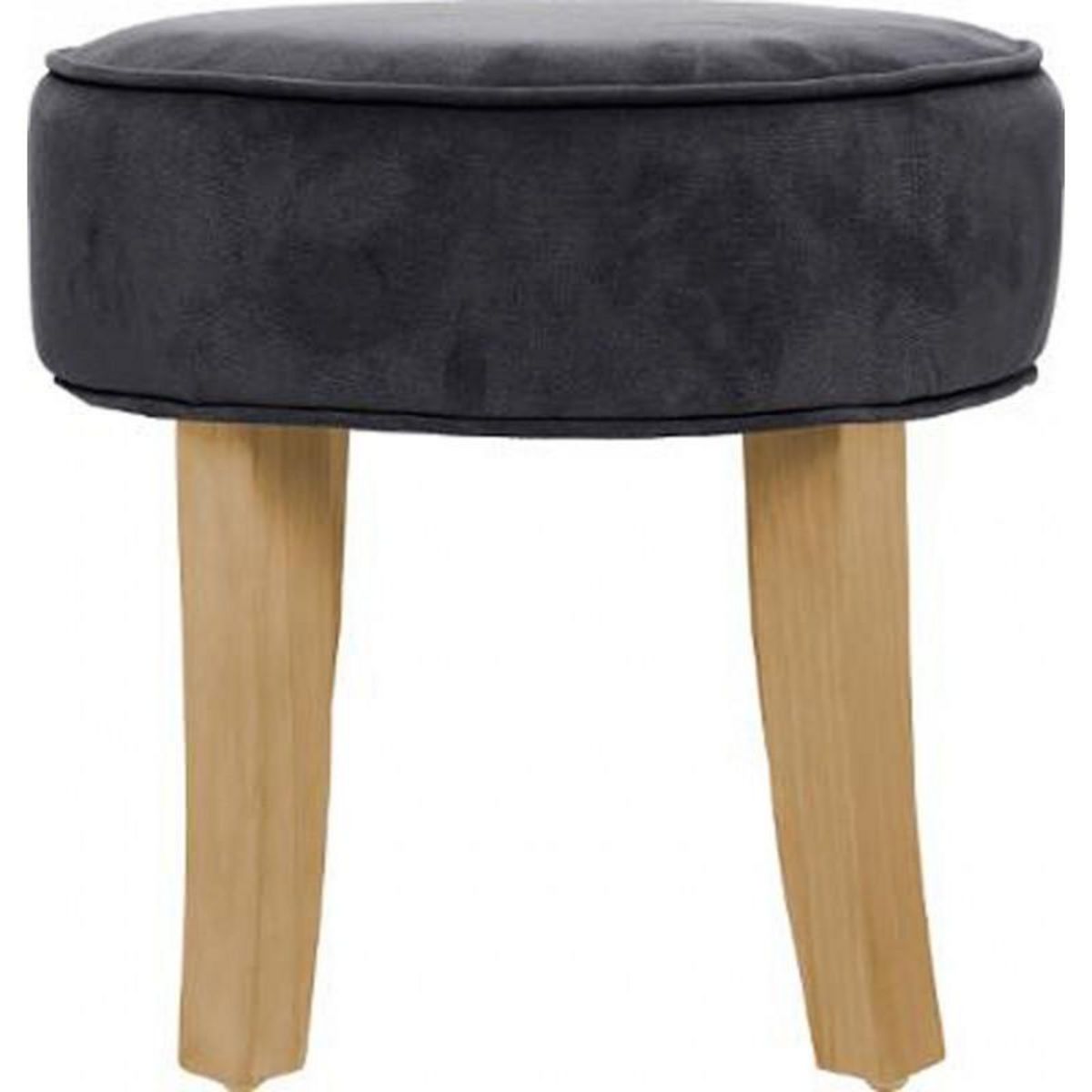  Tabouret en Velours  Adriel  35cm Gris Foncé