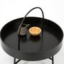 Voir la diapositive 2 : VS VENTA-STOCK Table Basse Ronde Manila avec Plateau en MDF Noir et Structure métallique Noir Mat