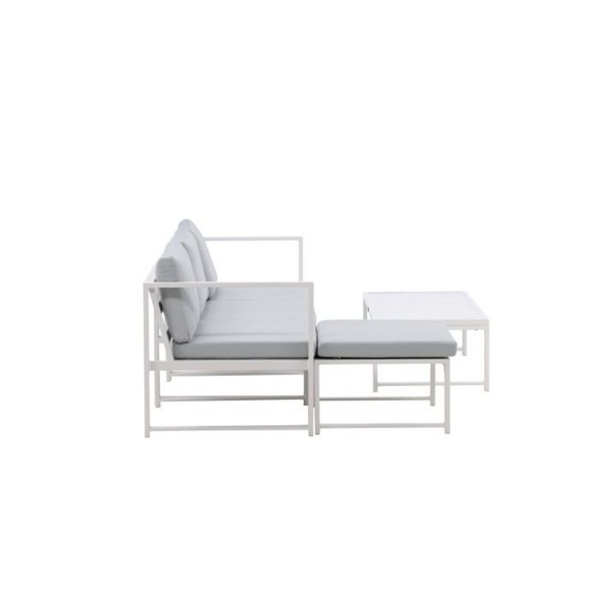 Paris Prix Salon de Jardin Modulable  Salvador  200cm Blanc & Gris