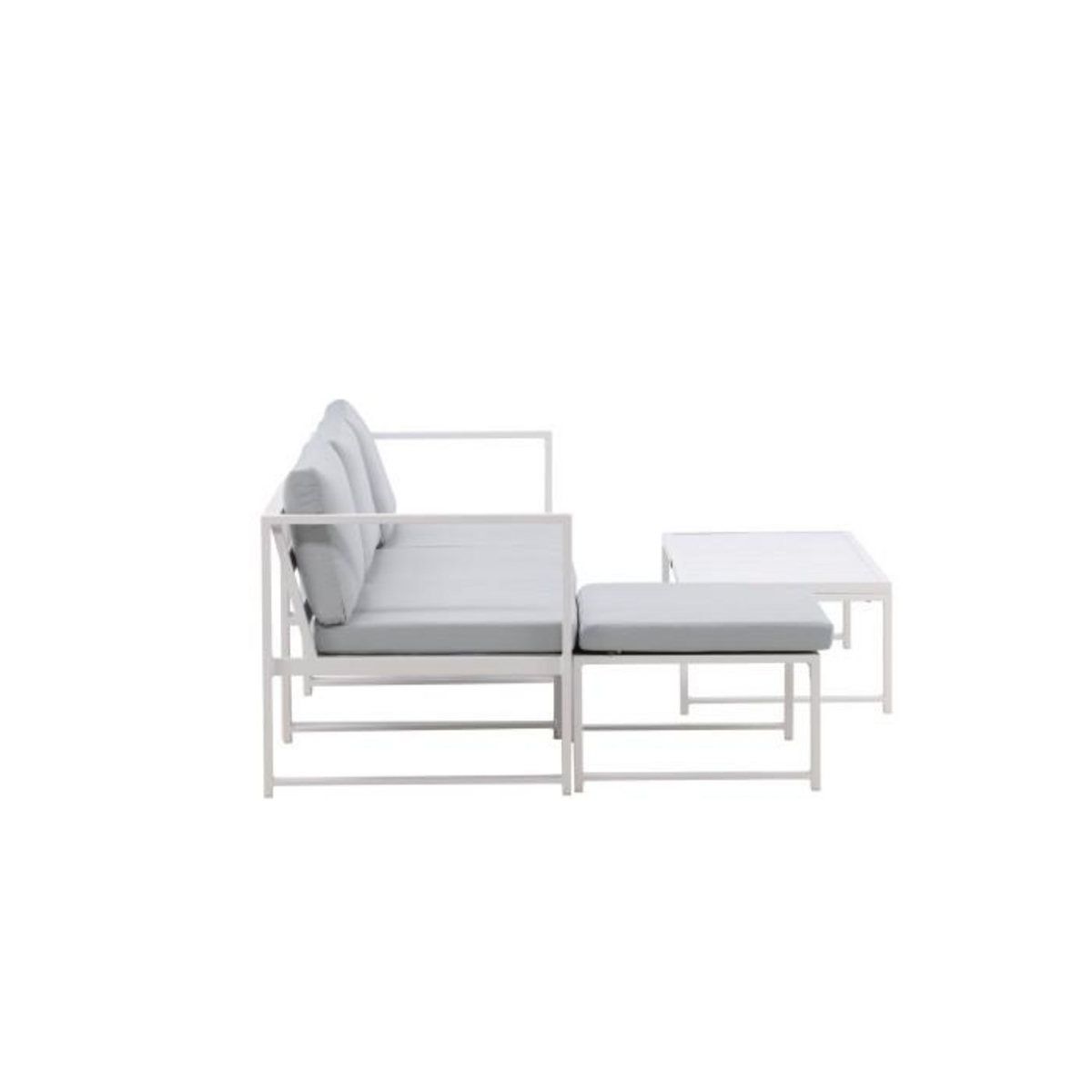 Paris Prix Salon de Jardin Modulable  Salvador  200cm Blanc & Gris