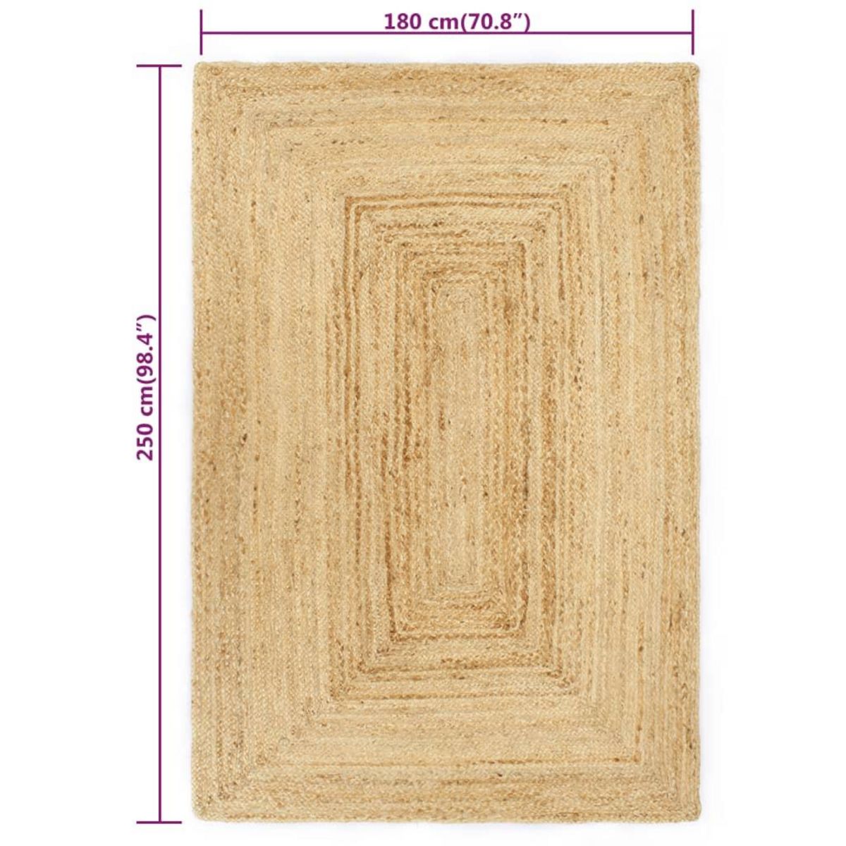 VIDAXL Tapis fait a la main Jute 180x250 cm