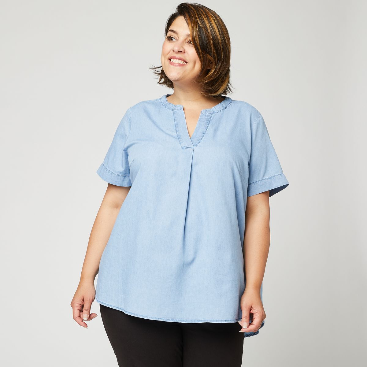 IN EXTENSO Blouse en jean col mao femme