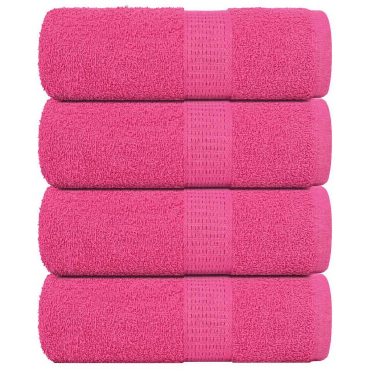 VIDAXL Serviettes d invité 4 pcs rose 30x50 cm 360 g m² 100% coton