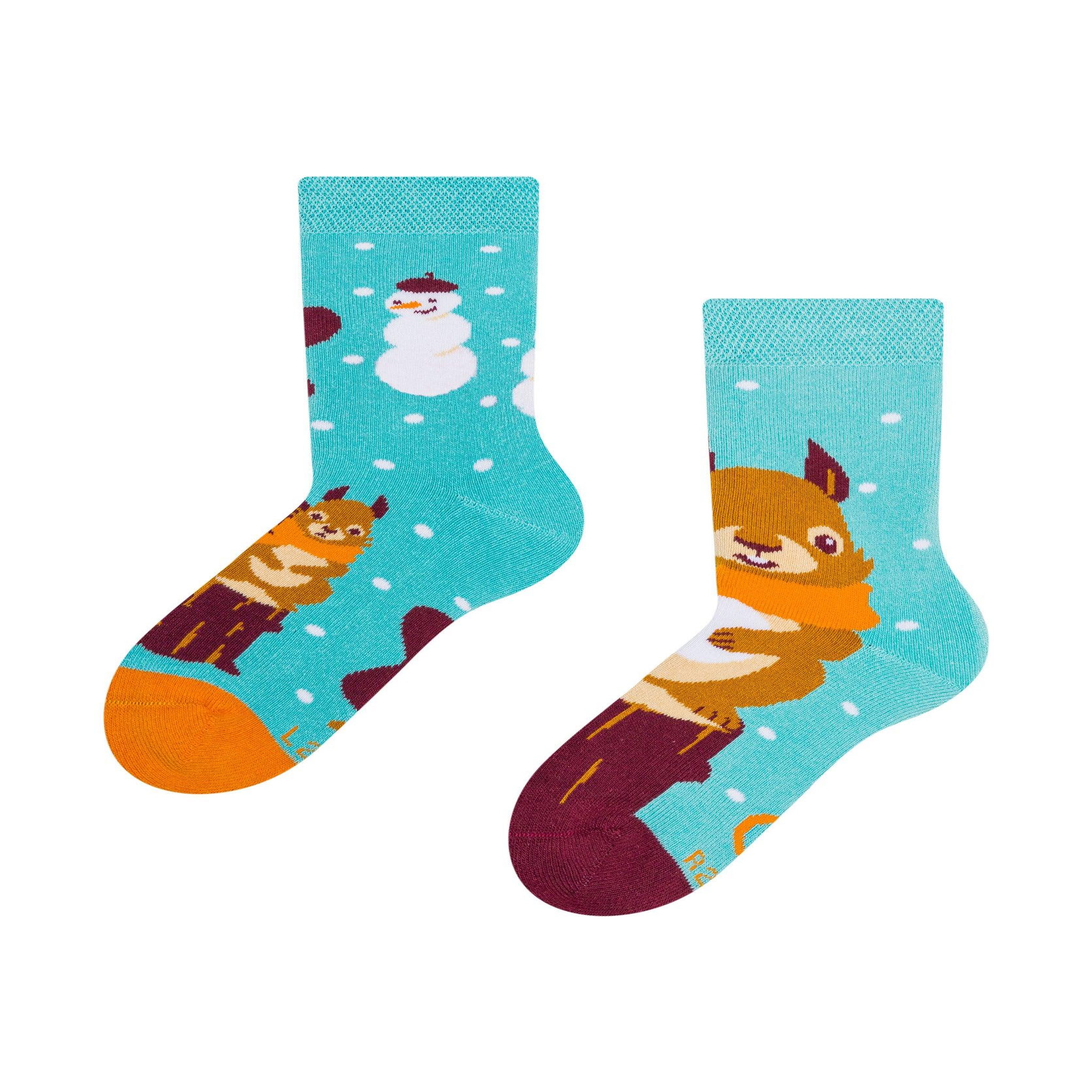 DEDOLES Chaussettes chaudes enfants écureuil d'hiver. Coloris disponibles : Bleu