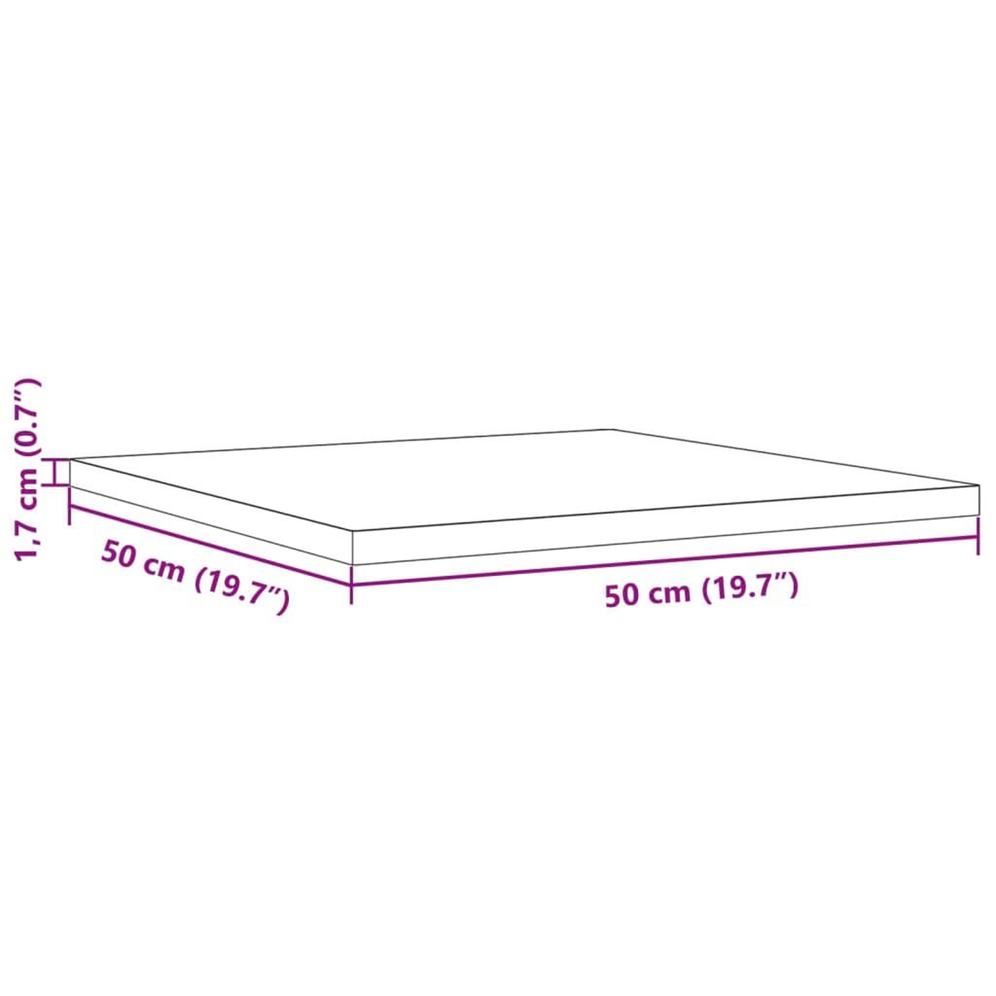 Voir la diapositive 6 : VIDAXL Dessus de table 50x50x1,7 cm carre bois de pin massif
