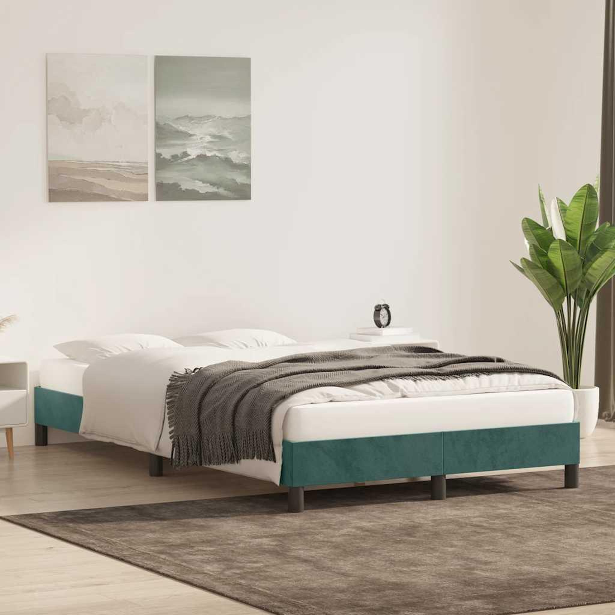 Voir la diapositive 3 : VIDAXL Cadre de lit sans matelas vert fonce 120x210 cm velours