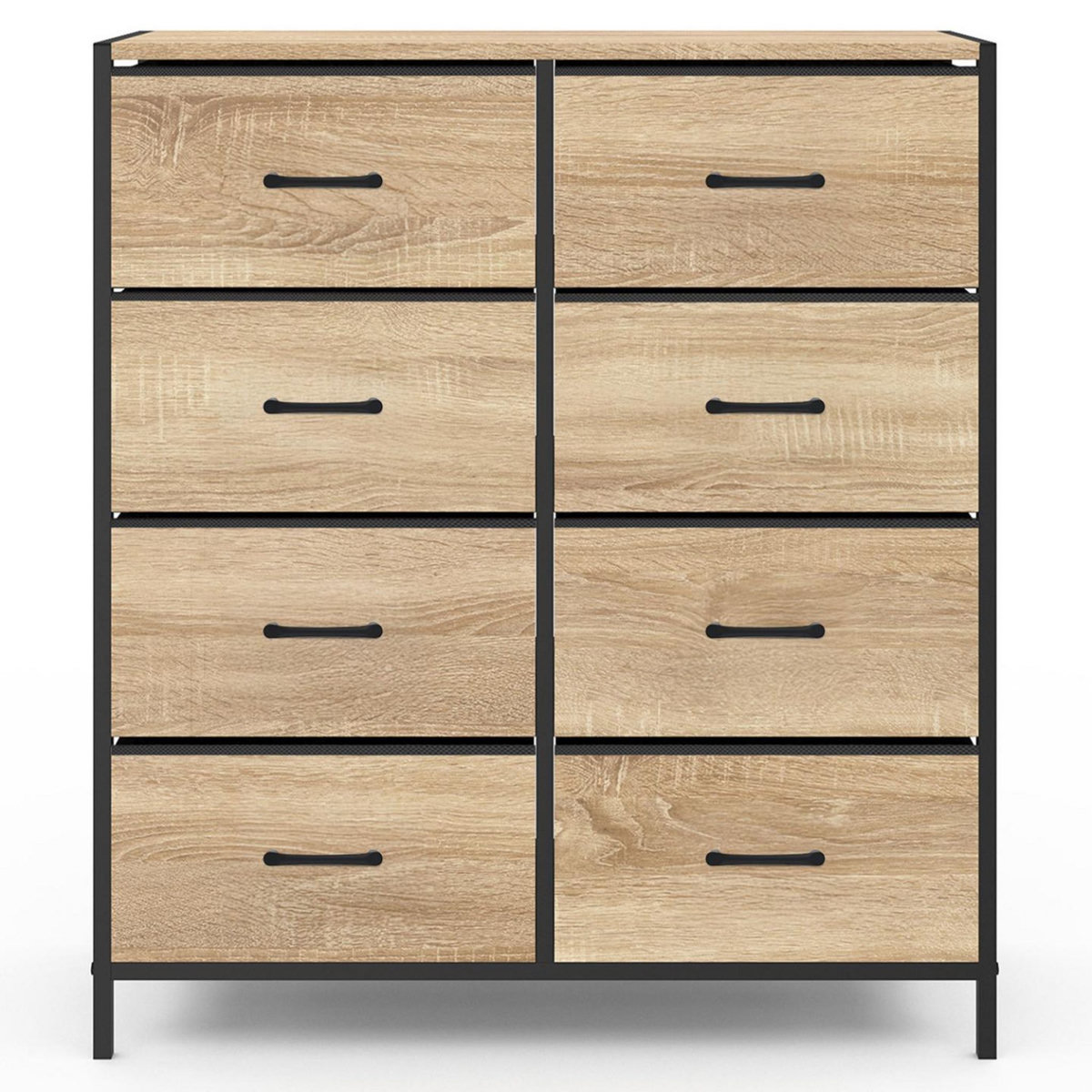 ID MARKET Commode 8 tiroirs en tissu UTAH 80 cm meuble de rangement design industriel