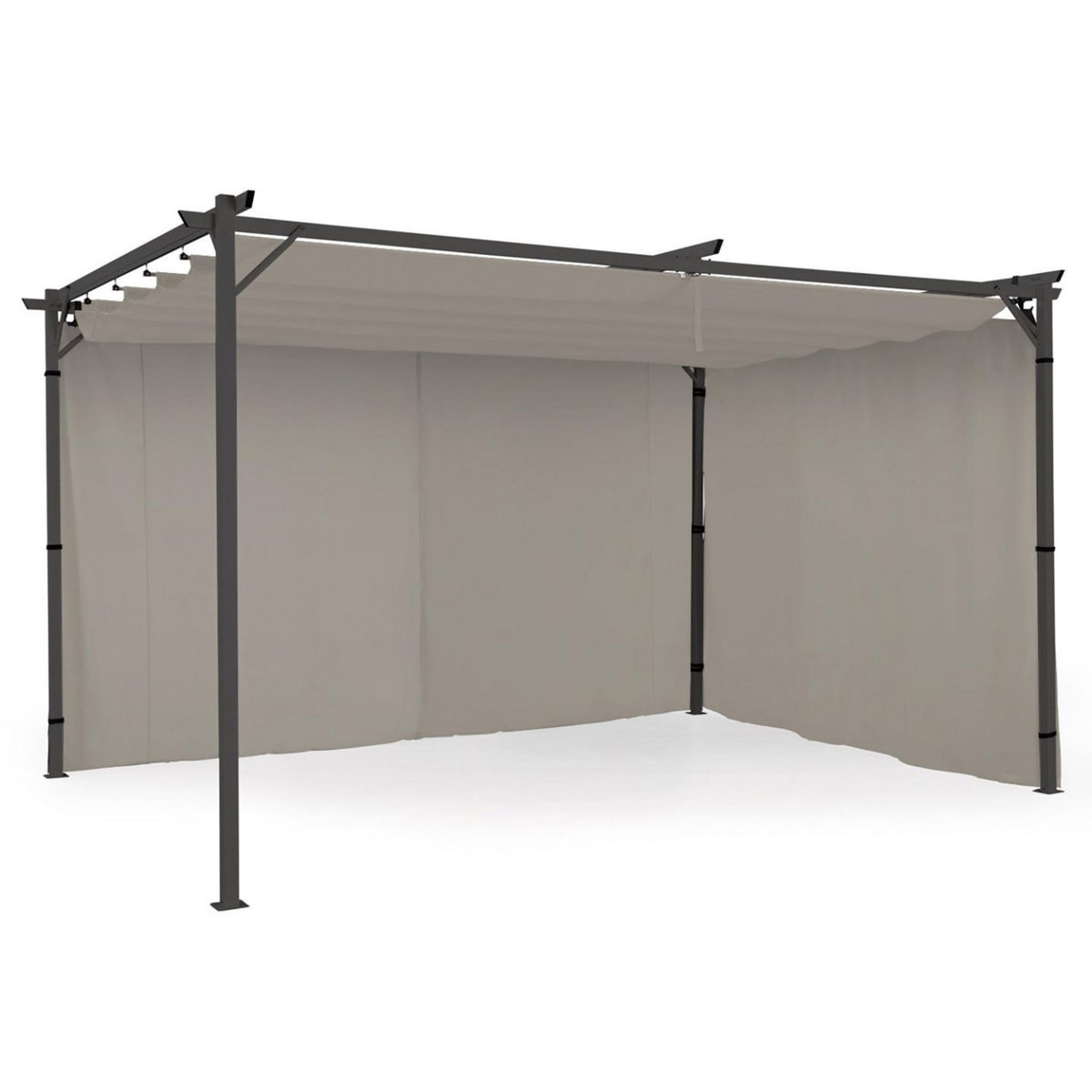 ID MARKET Lot de 2 rideaux pour pergola taupe 3 et 4 M panneaux muraux avec fermeture éclair