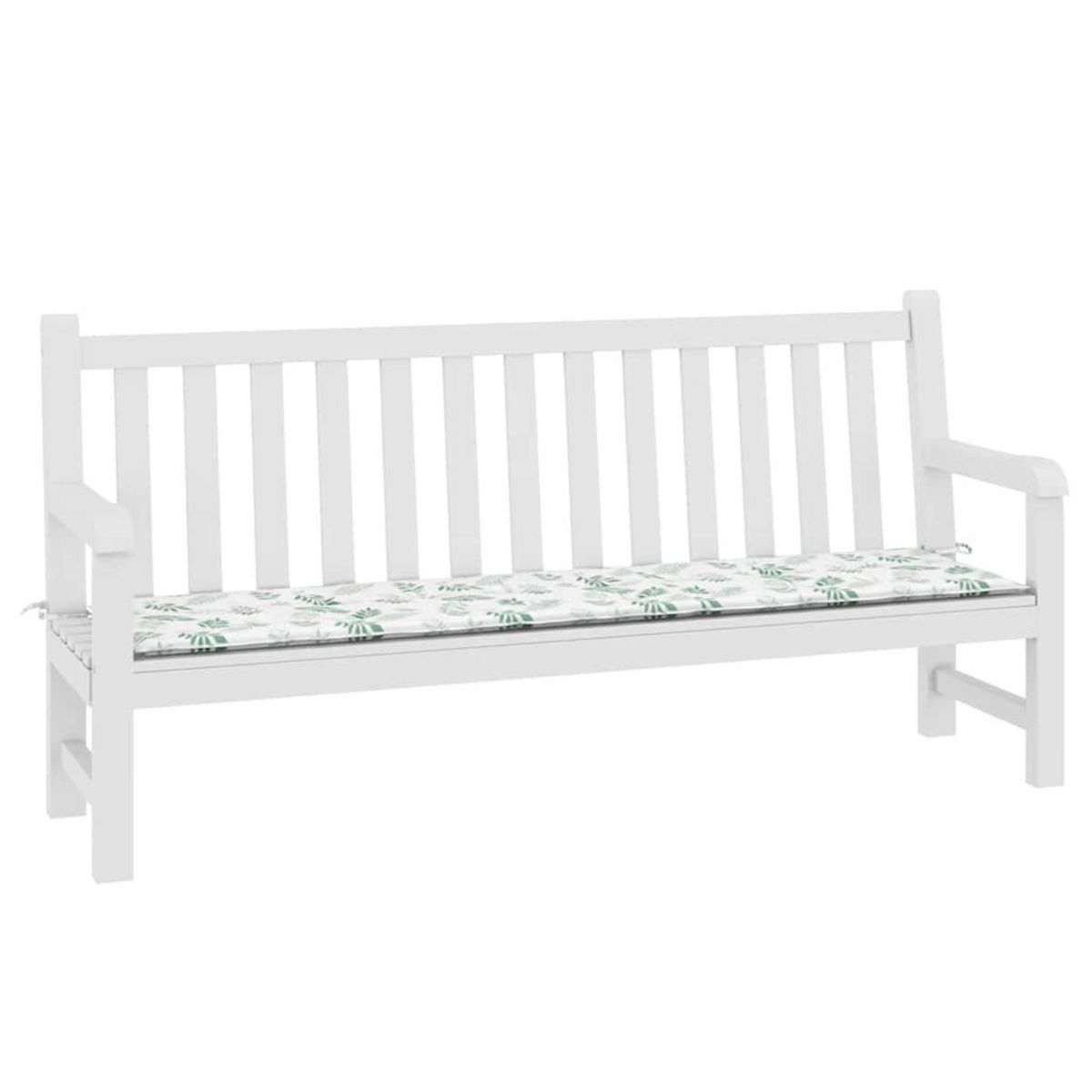 VIDAXL Coussin de banc de jardin motif de feuilles 200x50x3 cm tissu