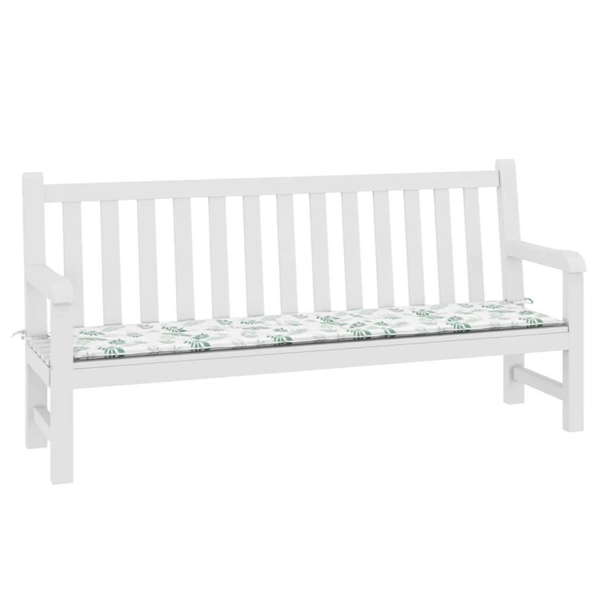 VIDAXL Coussin de banc de jardin motif de feuilles 200x50x3 cm tissu