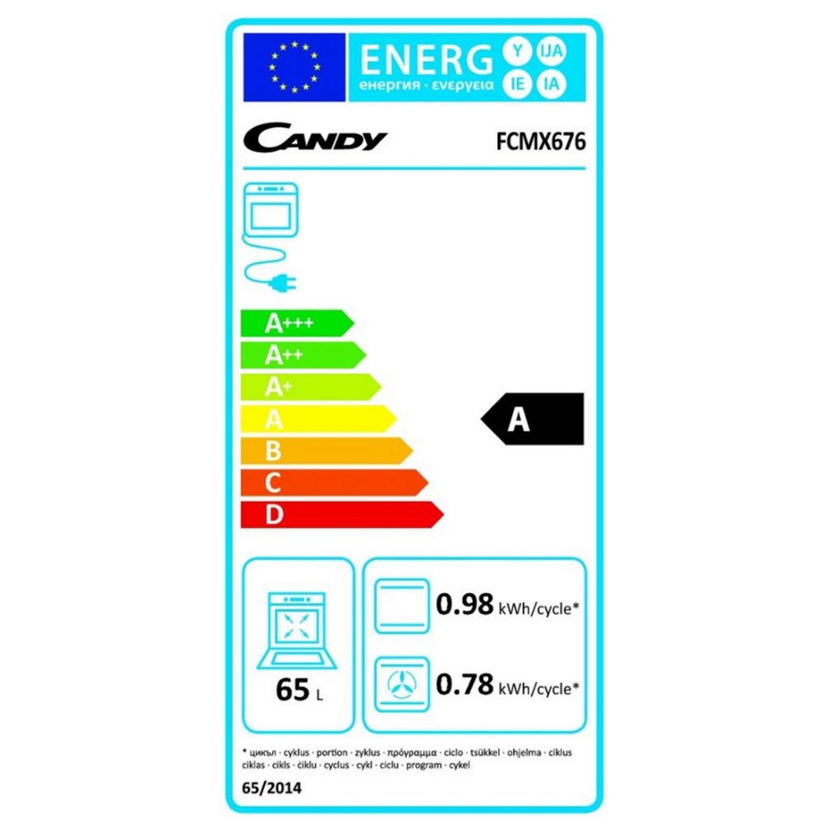 Candy Four intégrable multifonction 65l 60cm pyrolyse inox - FCMX676