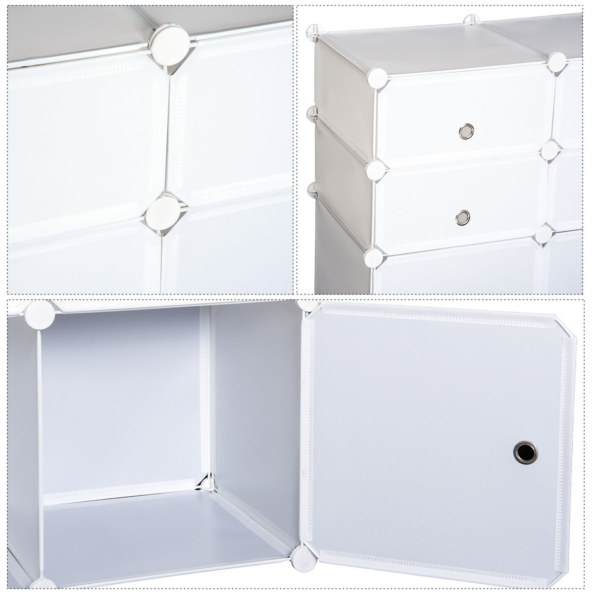 HOMCOM Armoire étagère à chaussures 3 niveaux 6 compartiments plastique + autocollants décoratifs 75L x 37l x 73H cm blanc