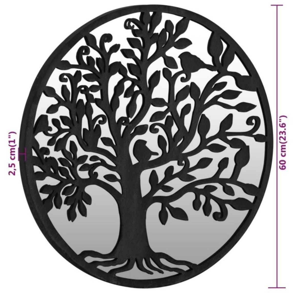 VIDAXL Miroir Noir 60x2,5 cm Fer pour utilisation a l'interieur