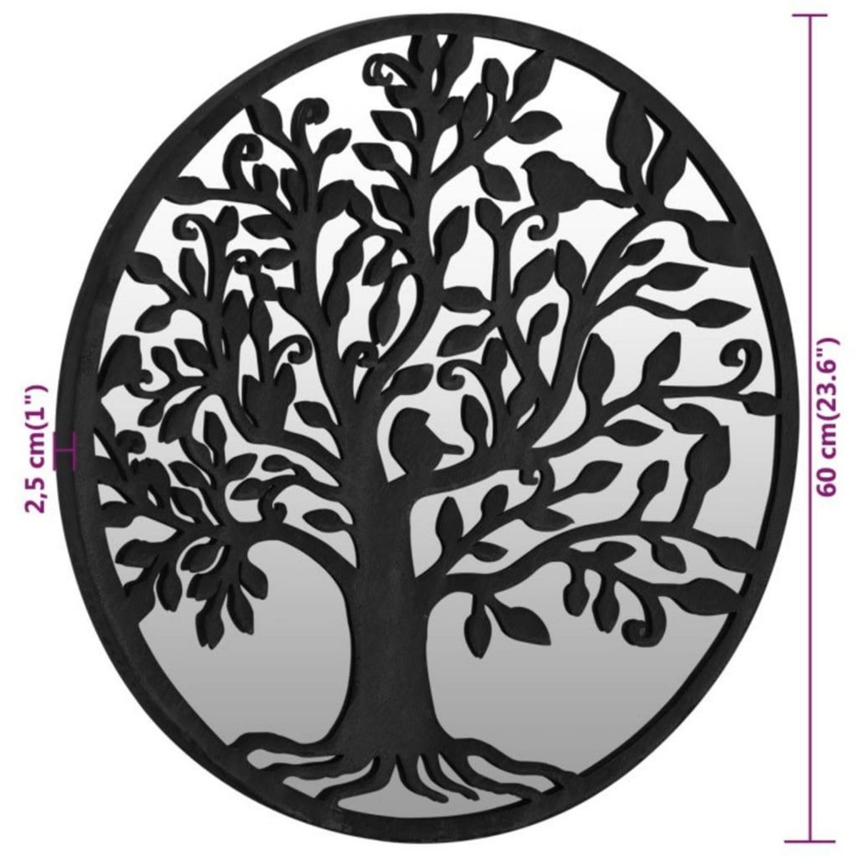 VIDAXL Miroir Noir 60x2,5 cm Fer pour utilisation a l'interieur