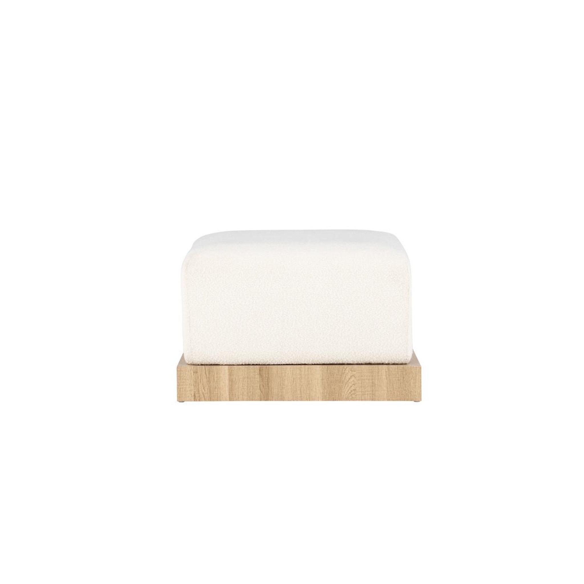 Voir la diapositive 3 : Paris Prix Pouf design en tissu bouclé  ivy  100cm blanc & naturel