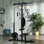 Voir la diapositive 2 : HOMCOM Station de musculation tirage poitrine - lat pulldown machine - bande de résistance, siège réglable - noir