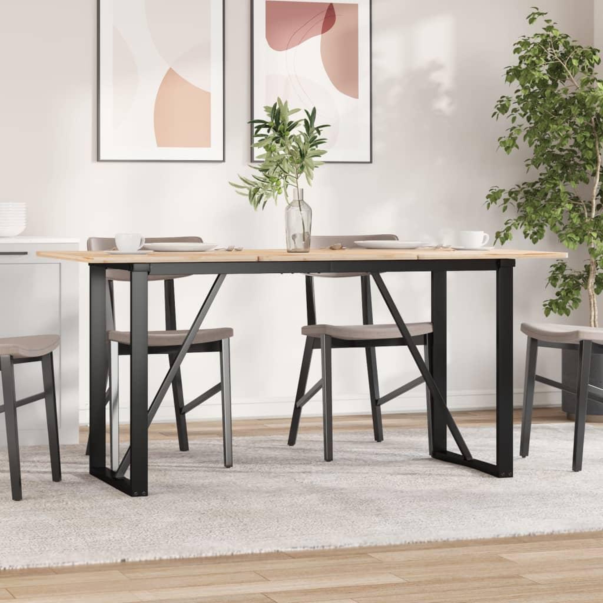 Voir la diapositive 3 : VIDAXL Pieds de table a manger cadre en O 120x60x73 cm acier