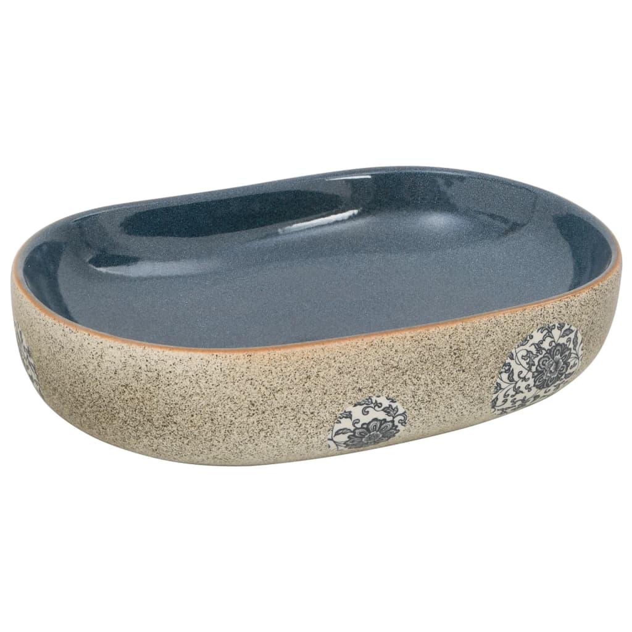 Voir la diapositive 2 : VIDAXL Vasque a poser sable et bleu ovale 59x40x14 cm ceramique