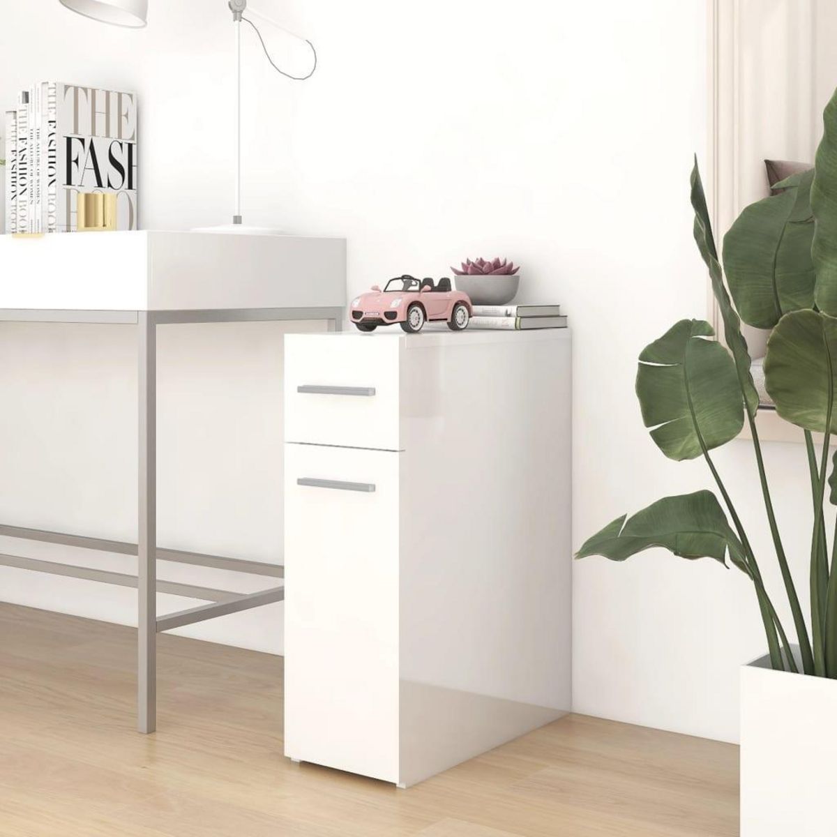 VIDAXL Armoire d'apothicaire Blanc brillant Bois d'ingenierie