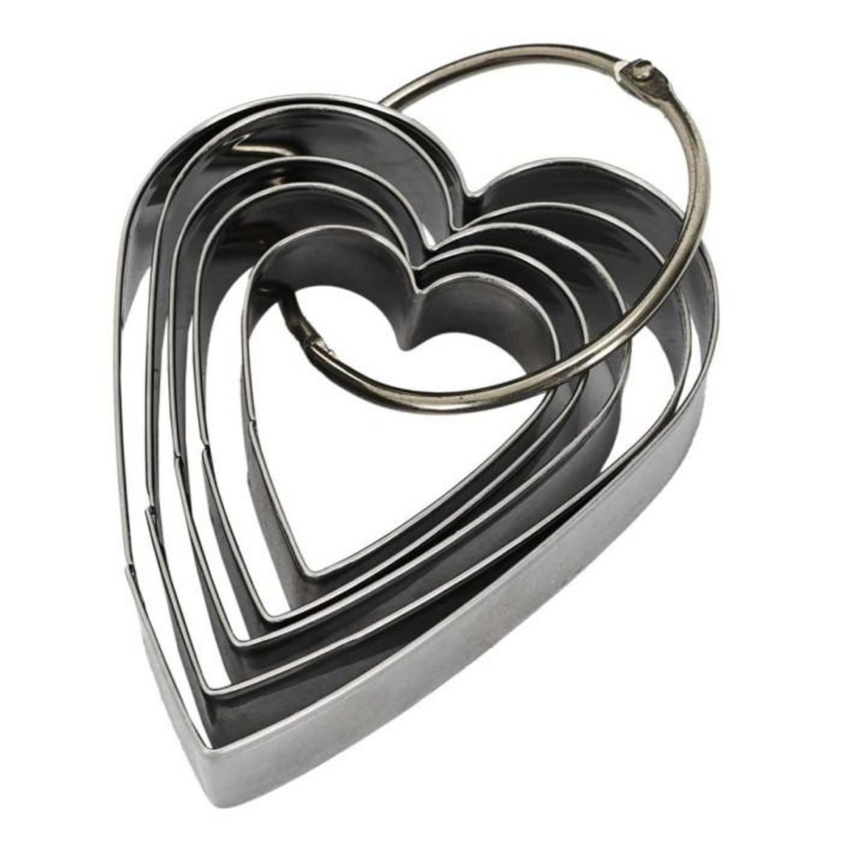 Paris Prix Lot de 5 Emporte-Pièces en Inox  Cœur  9cm Argent