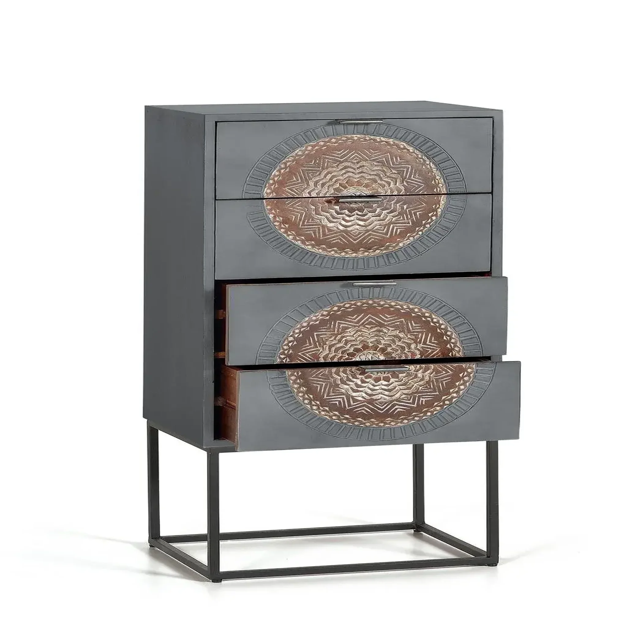 Voir la diapositive 3 : GINER Y COLOMER SL Chiffonnier en bois de manguier 45 cm style ethnique contemporain industriel