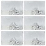 HABITABLE Lot de 6 sets de table motif feuillage avec encre métallique EDEN - 30 x 45 cm - Argent et blanc
