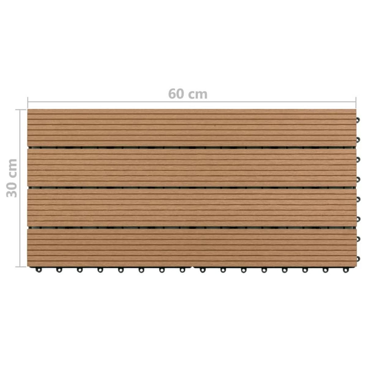 VIDAXL Carreaux de terrasse 6 pcs WPC 60x30 cm 1,08 m^2 Marron