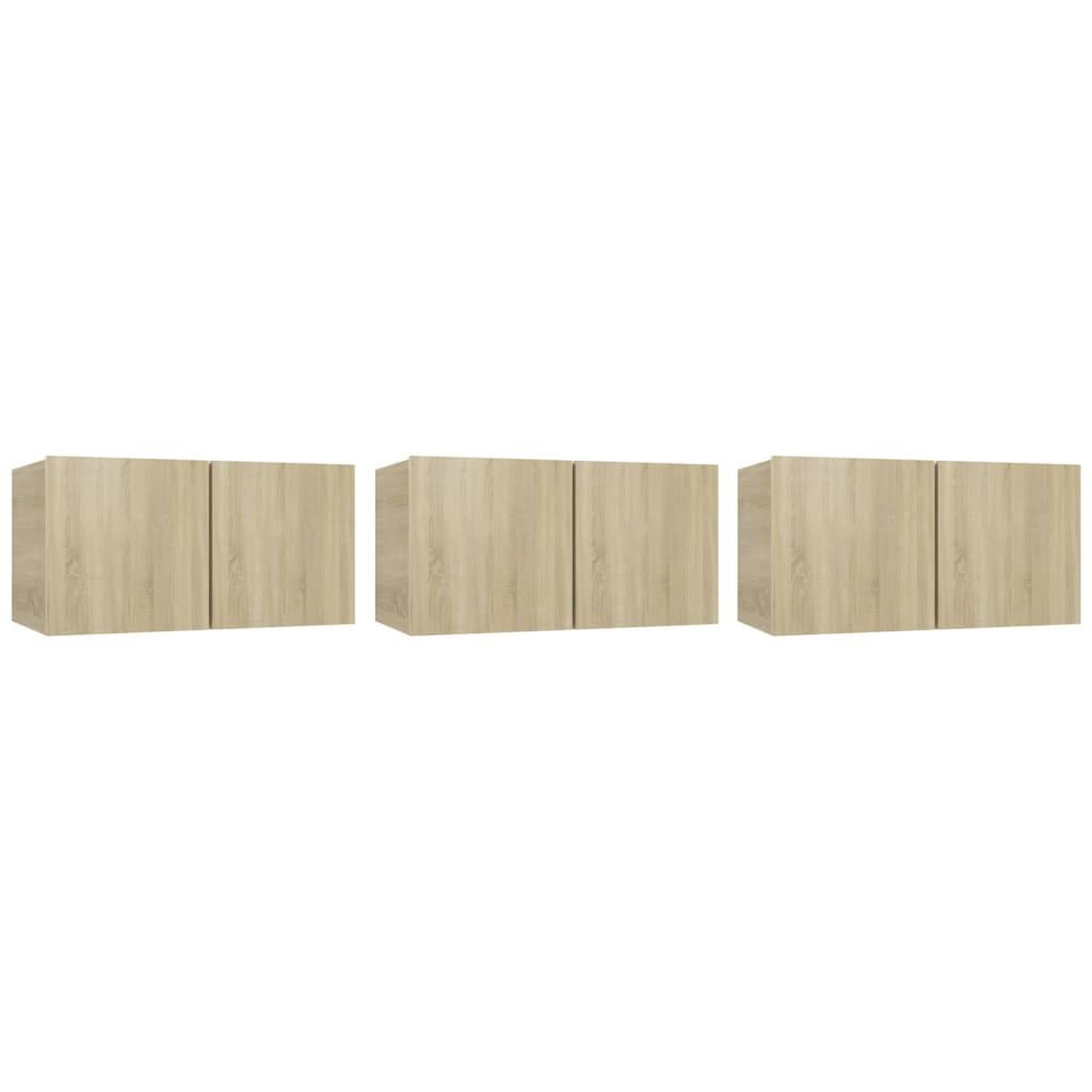 Voir la diapositive 2 : VIDAXL Meubles TV suspendus 3 pcs Chene sonoma 60x30x30 cm