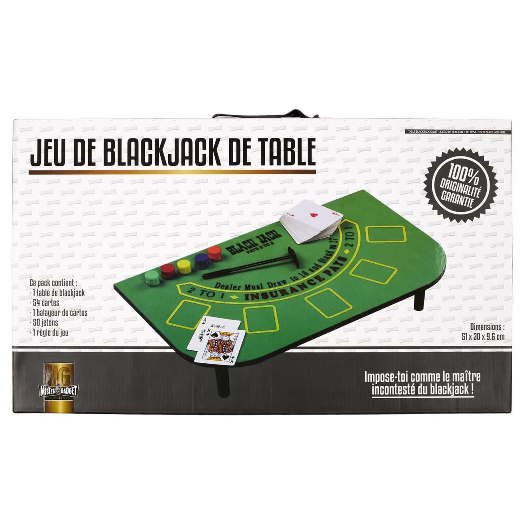 Voir la diapositive 3 : MISTER GADGET Jeu de casino  blackjack de table  51cm vert