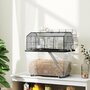 Voir la diapositive 2 : PAWHUT Cage pour hamster sur roulettes - cage à rongeur 2 portes - accessoires multiples - acier noir PP transparent