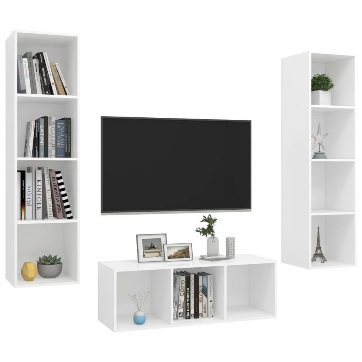 VIDAXL Ensemble de meuble TV 3 pcs Blanc Bois d'ingenierie