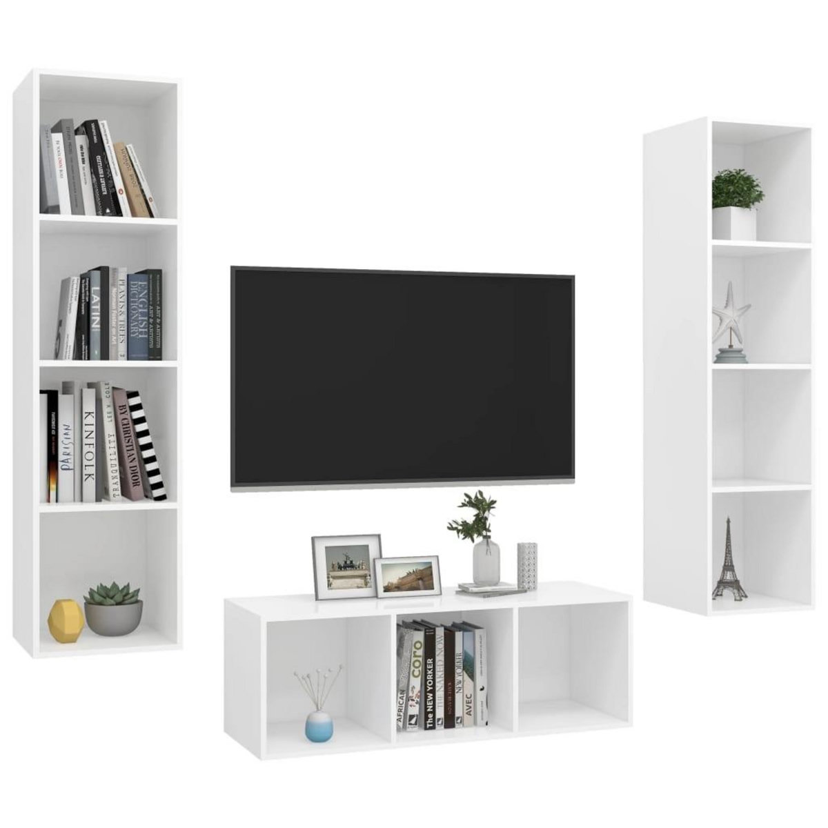 VIDAXL Ensemble de meuble TV 3 pcs Blanc Bois d'ingenierie