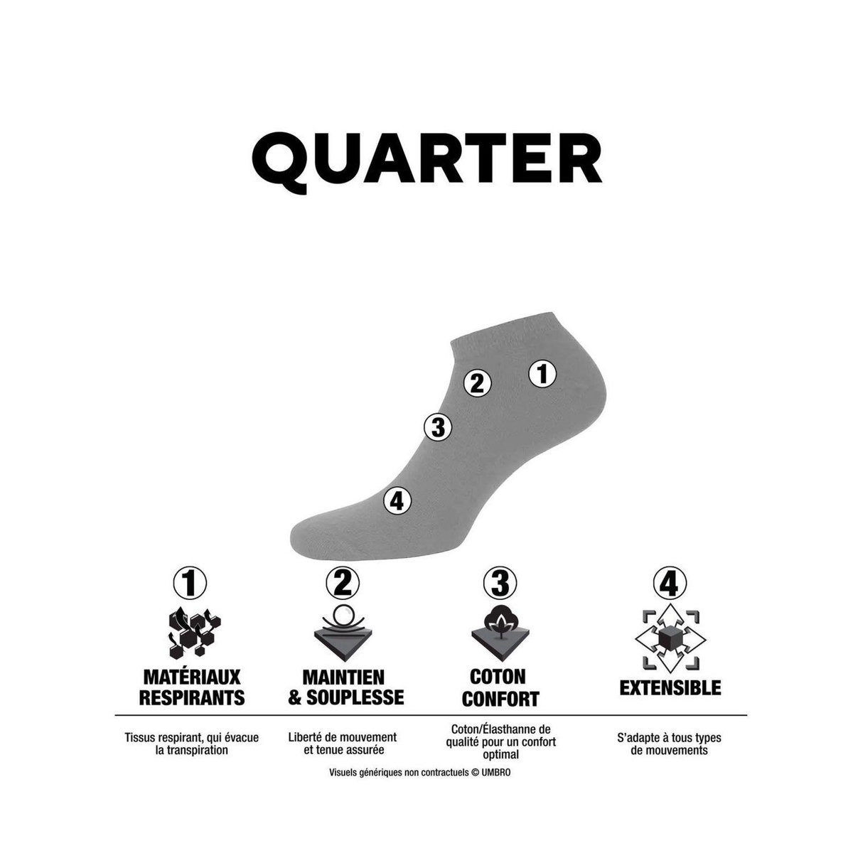 UMBRO Lot de 10 Paires de Chaussettes Quarter Homme