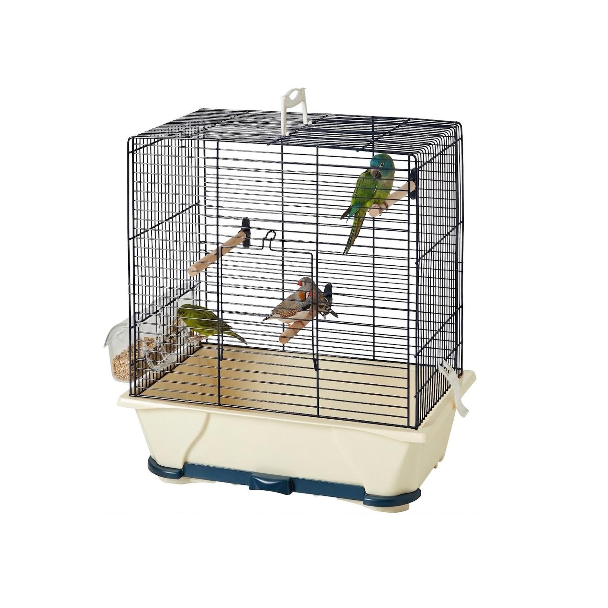 Voir la diapositive 2 : Eden Cage a oiseaux en métal ivoire et noir avec 3 perchoirs – 41 cm