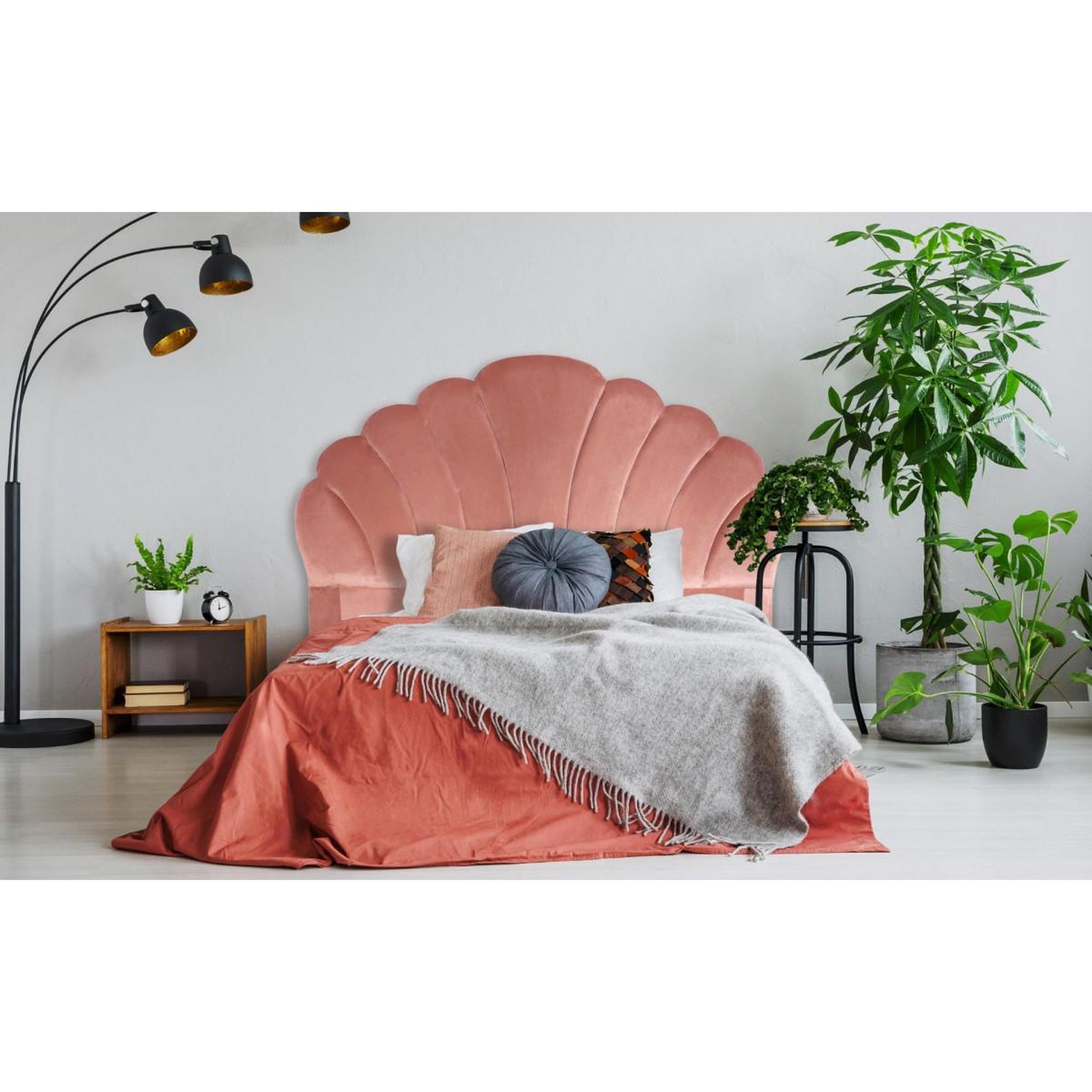 Voir la diapositive 5 : Paris Prix Tête de lit en velours  shelly  160cm rose