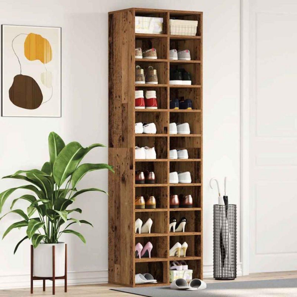 VIDAXL Armoire à chaussures vieux bois 54x34x183 cm bois ingénierie