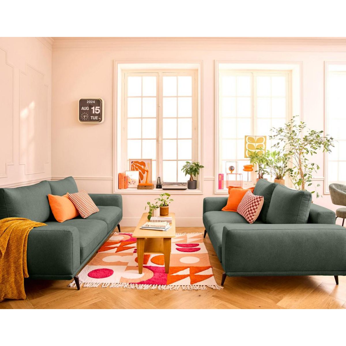 LISA DESIGN Vicence - canapé droit 3 places convertible en tissu