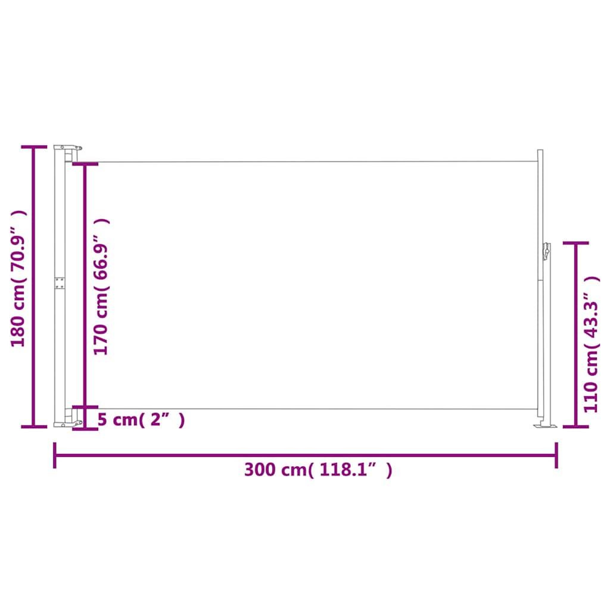 Voir la diapositive 6 : VIDAXL Auvent lateral retractable de patio 180x300 cm Marron