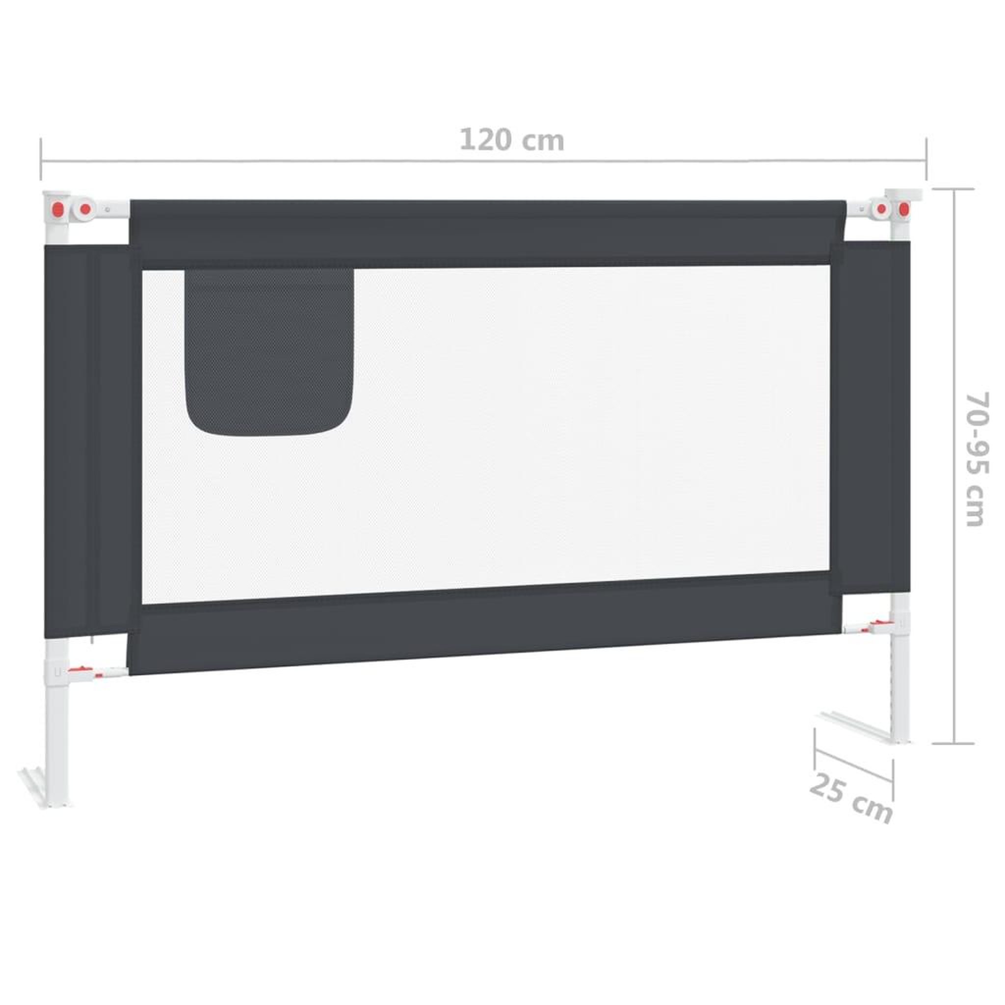Voir la diapositive 6 : VIDAXL Barriere de securite de lit d'enfant Gris fonce 120x25 cm Tissu