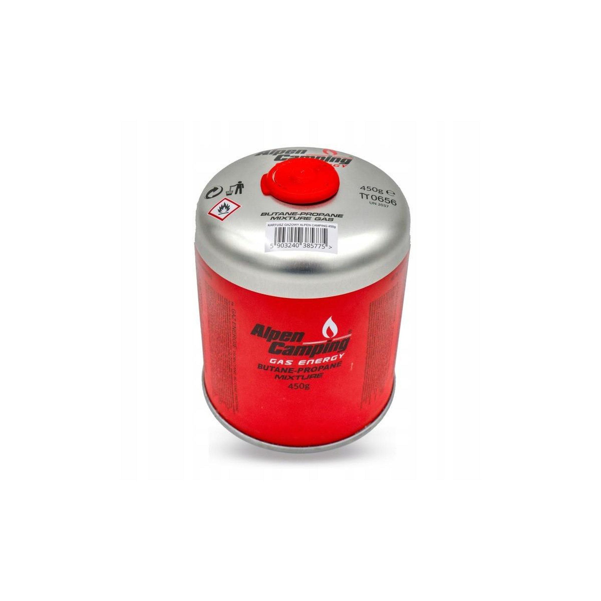 Voir la diapositive 2 : ALPENTECH Pack 12 Cartouches de gaz 450g Butane propane Valve 7/16 EN417 Réchaud Brûleur Lampe Grill Alpen Camping