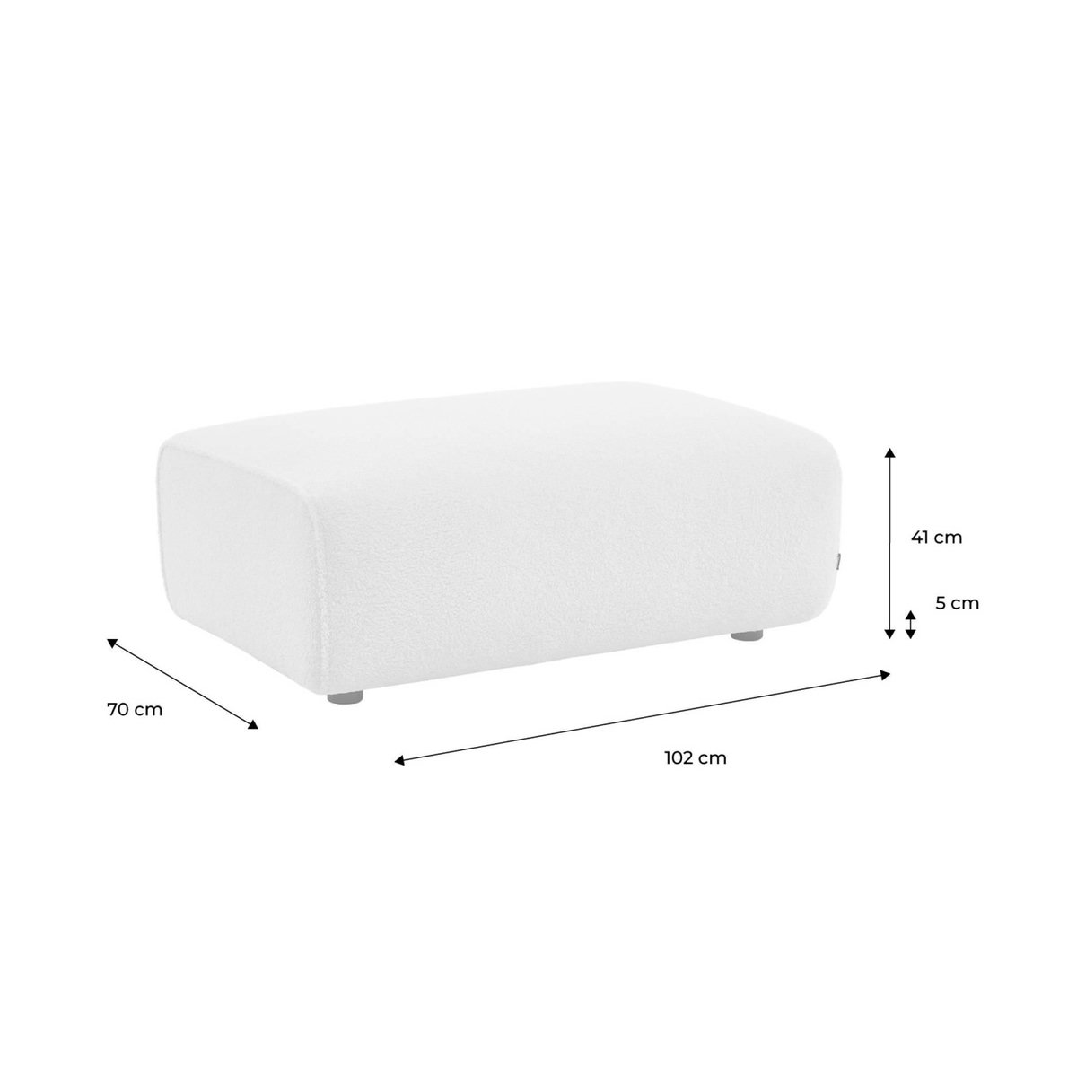 SWEEEK Pouf. module pour canapé. repose-pieds pour canapé 3 places en bouclette blanche. L 102 x P 70 x H 41cm - Wallas