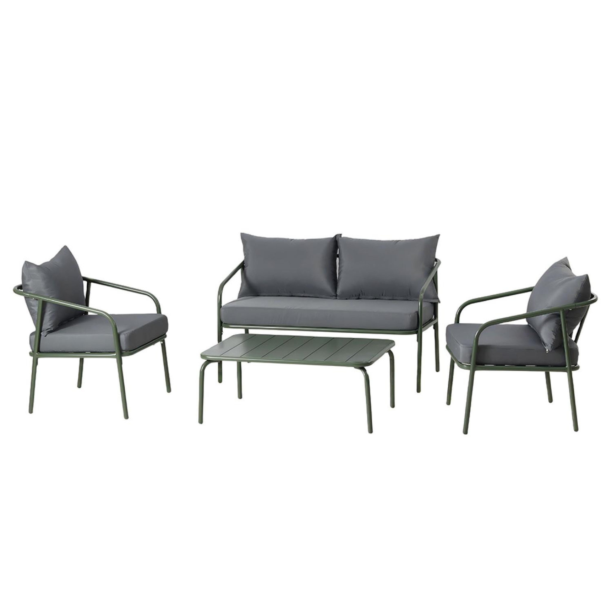 CONCEPT USINE Salon de jardin 4 places kaki bergame