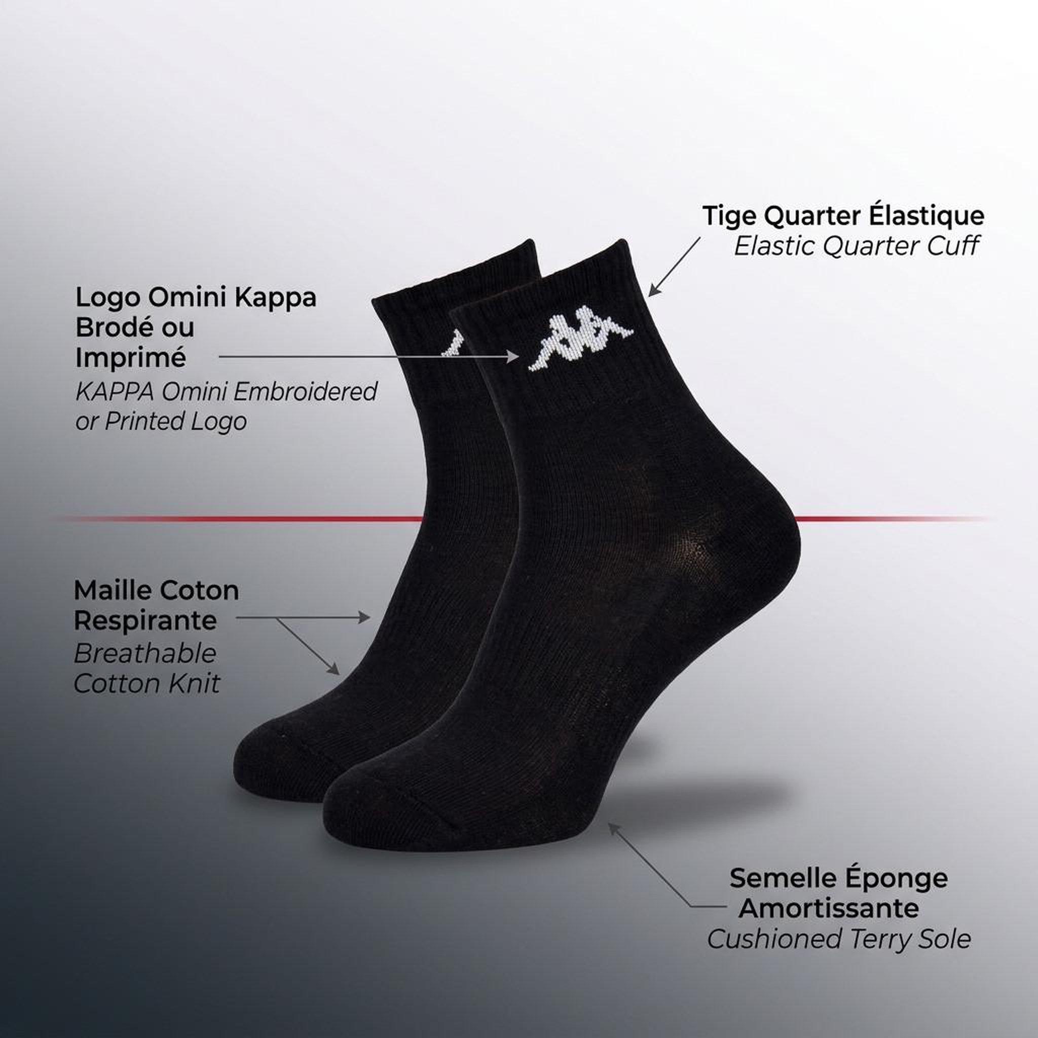 Voir la diapositive 5 : KAPPA Pack de Chaussettes Femme Quarter KAPPA (Lot de 6)