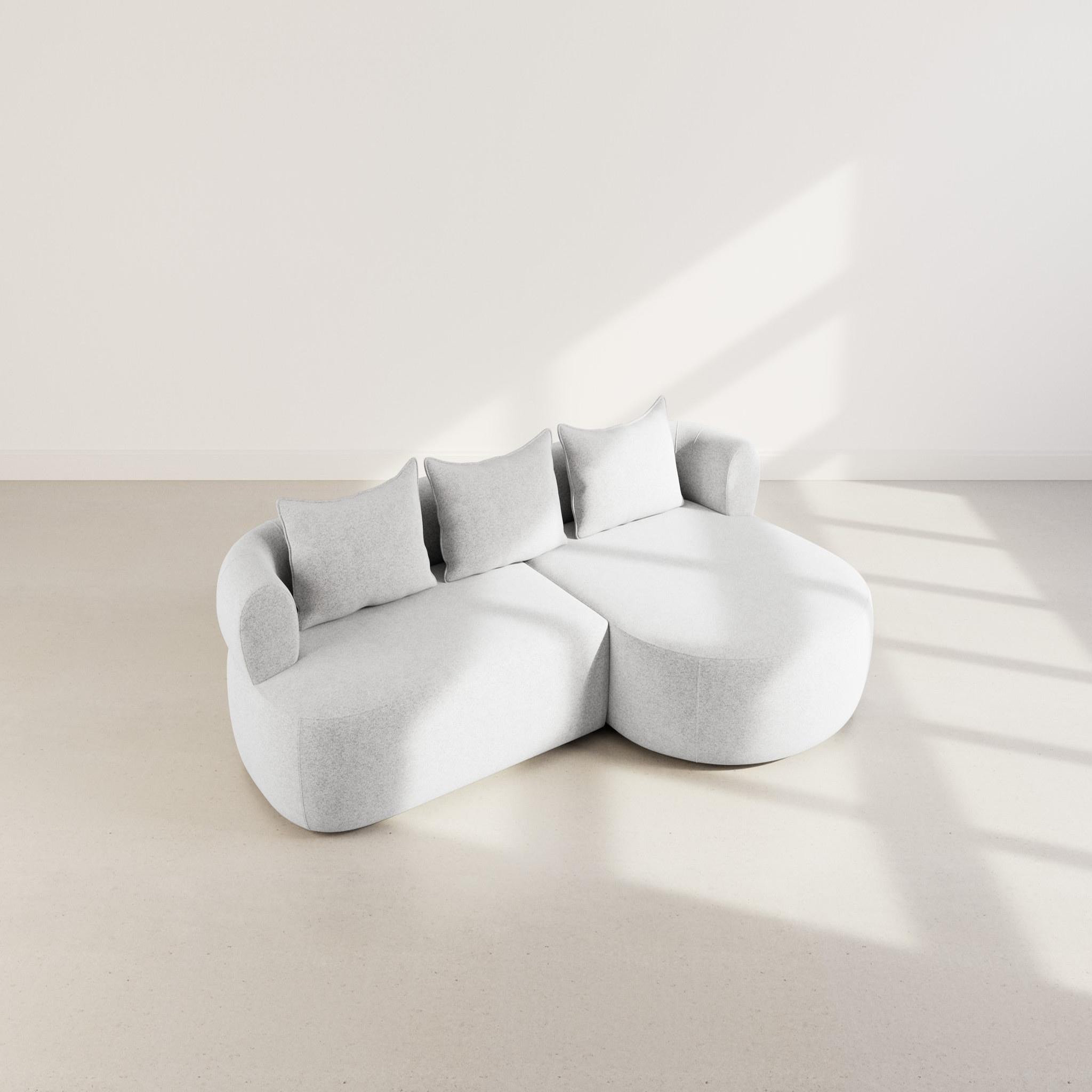 Voir la diapositive 3 : BEST MOBILIER Angela - canapé d'angle droit 4 places en velours texturé