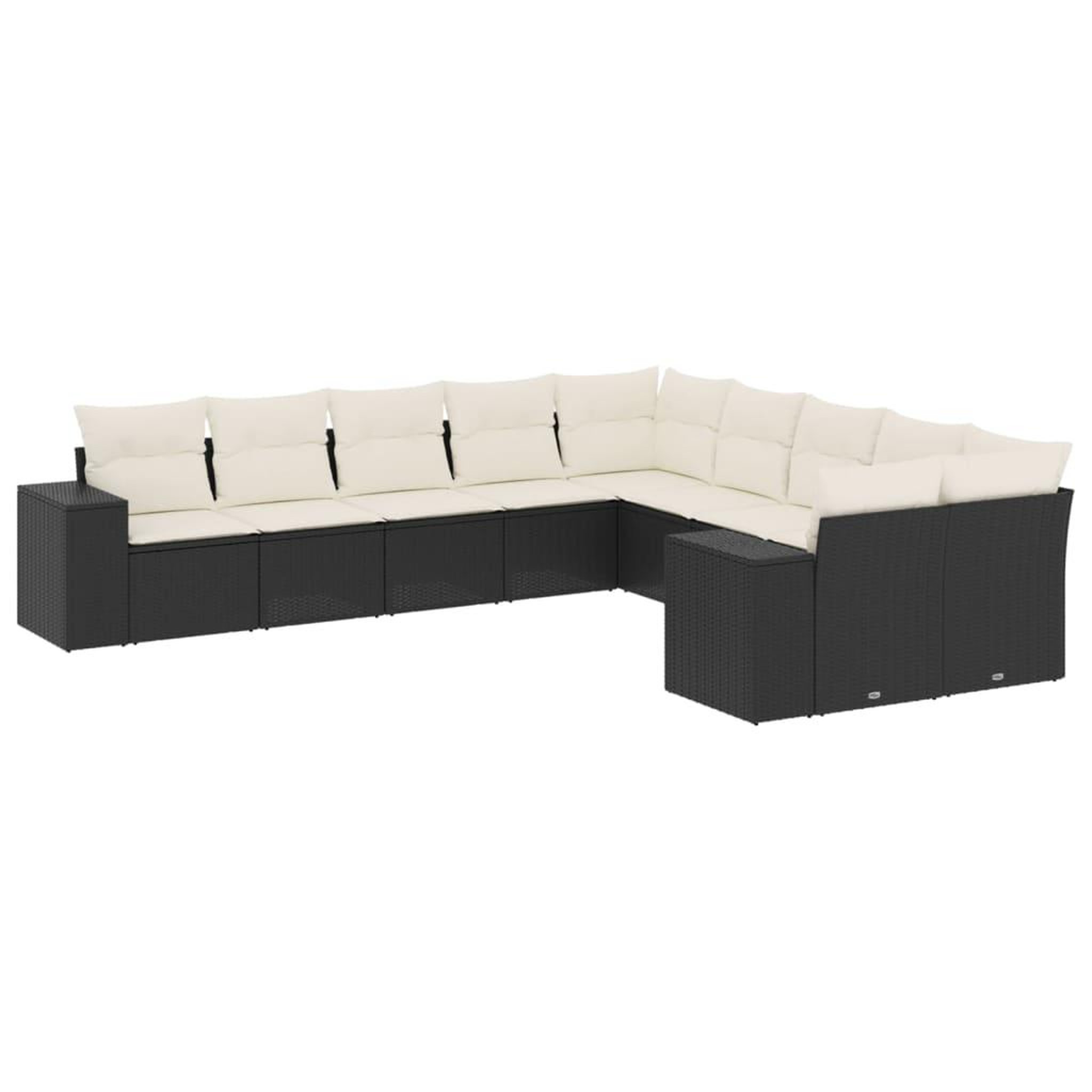 Voir la diapositive 2 : VIDAXL Salon de jardin 10 pcs avec coussins noir resine tressee