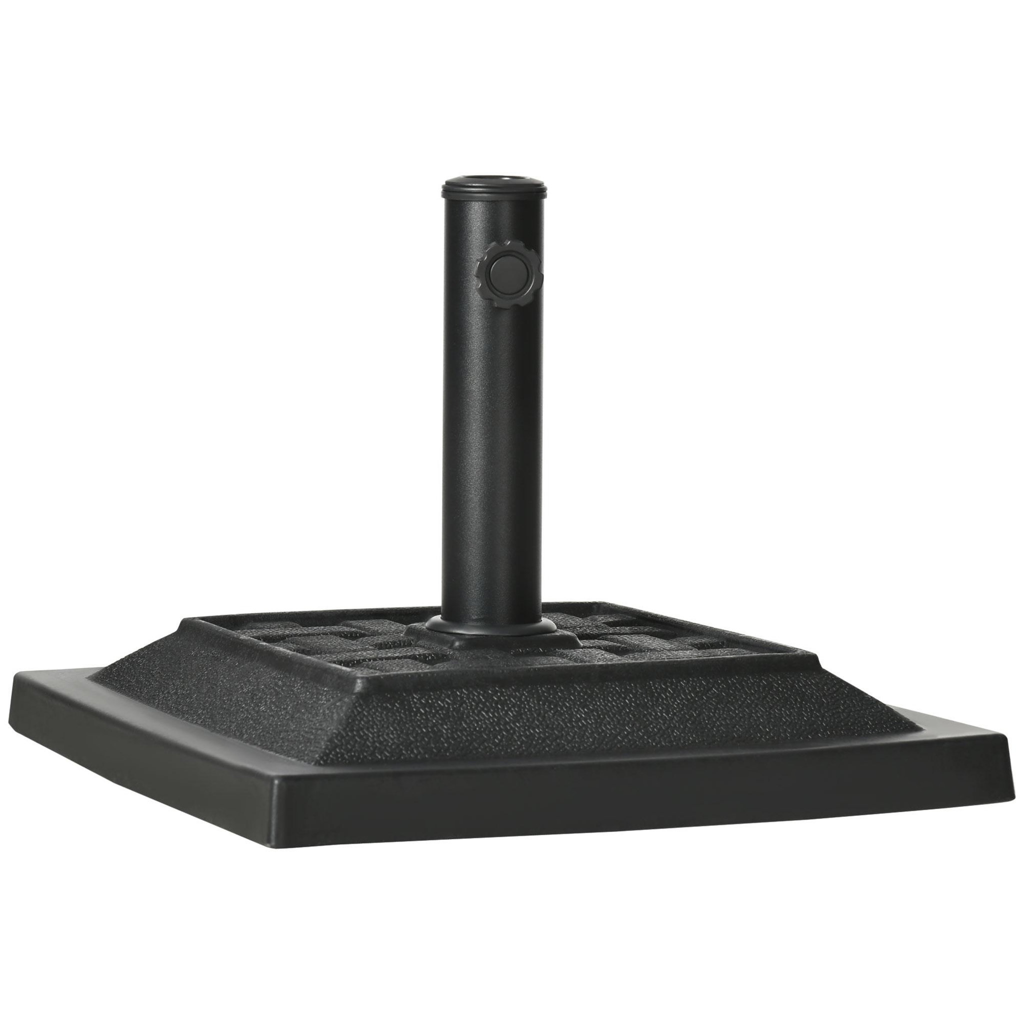 Voir la diapositive 1 : OUTSUNNY Pied de parasol carré base de lestage résine aspect rotin tressé poids net 12 Kg noir