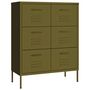 Voir la diapositive 2 : VIDAXL Armoire a tiroirs Vert olive 80x35x101,5 cm Acier