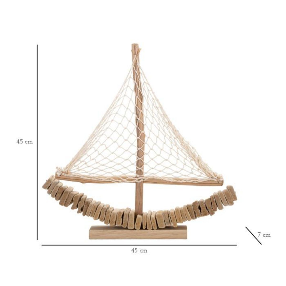 Paris Prix Bateau Voilier Déco en Bois  Tanoak  45cm Naturel