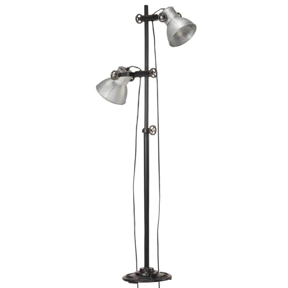 VIDAXL Lampadaire avec 2 abat-jour Argente E27 Fonte