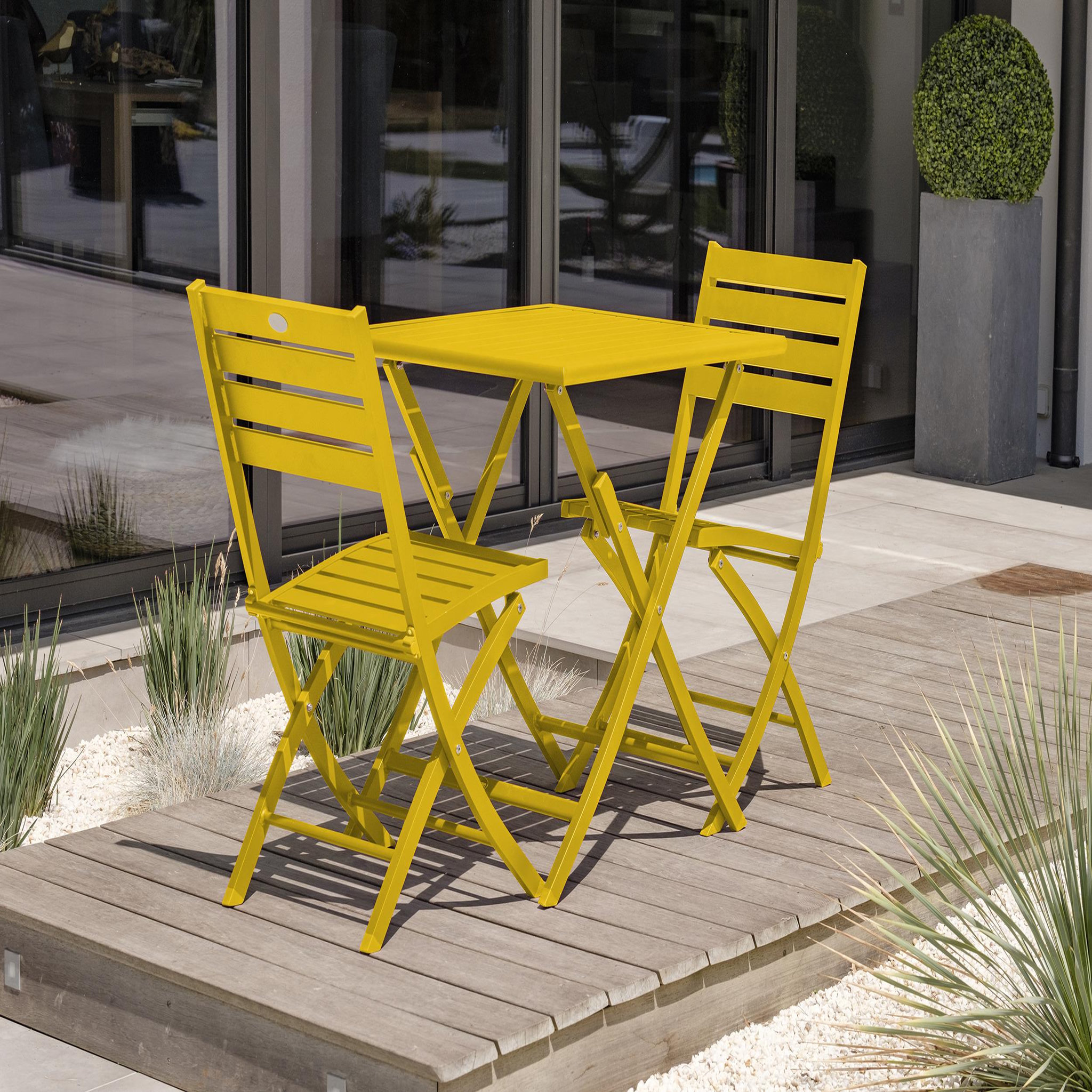 Voir la diapositive 3 : DCB GARDEN Ensemble repas de jardin carré en aluminium (2 places)